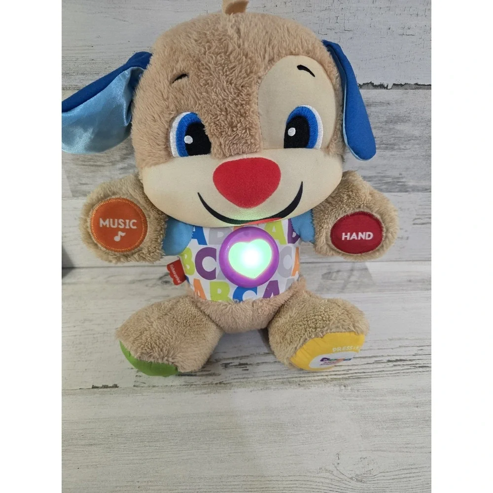 Fisher Price Laugh & Learn Smart Stages Puppy Plush FPV75 Tan Blue Musical Toy